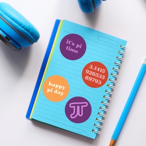 Pi Day Stickers, 2in Round, Instant Download, Print at Home, Letter Sized