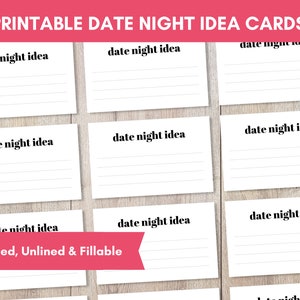 Date Night Ideas, Date Night Cards Printable, Fillable &amp; Editable ...