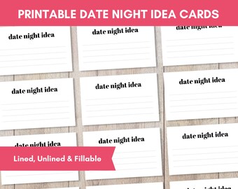 Date Night Ideas, Date Night Cards Printable, Fillable & Editable, Activity for Couples, Ideas for Married Couples