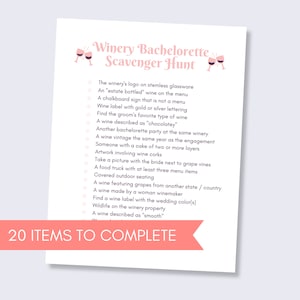 Winery Bachelorette Scavenger Hunt, Clean Bachelorette Game, Adult Group Party Game, Wine Country, Vino Before Vows, Outdoor Activity