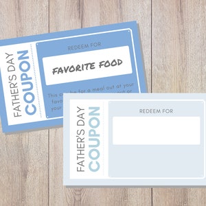 Father&#39;s Day Coupons Printable, Father&#39;s Day Vouchers, Last Minute, Personalized, Father&#39;s Day Gift, Blank, Pre-filled, Editable & Fillable