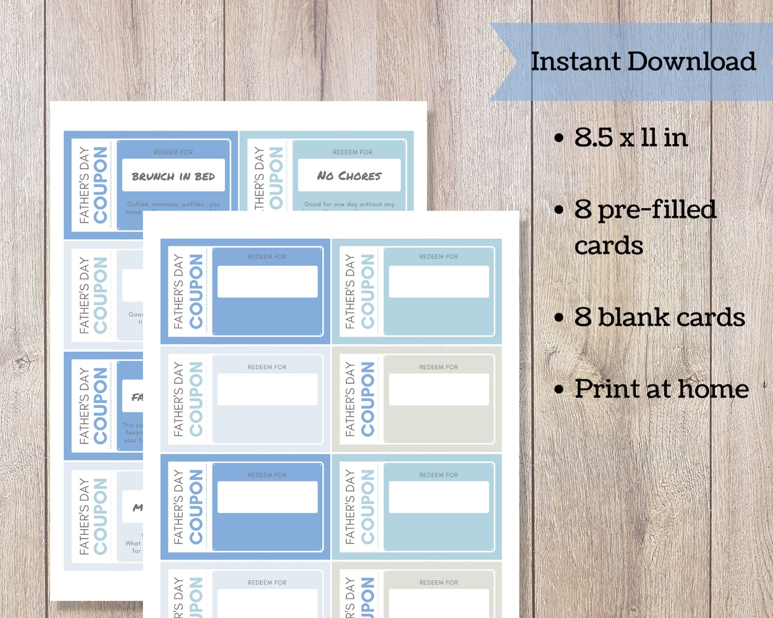 Father's Day Coupons Printable, Father's Day Vouchers, Last Minute ...