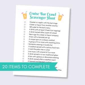 Cruise Bar Crawl Scavenger Hunt for Adults, Cruise Bar Crawl Scavenger Hunt for Bachelorette Party