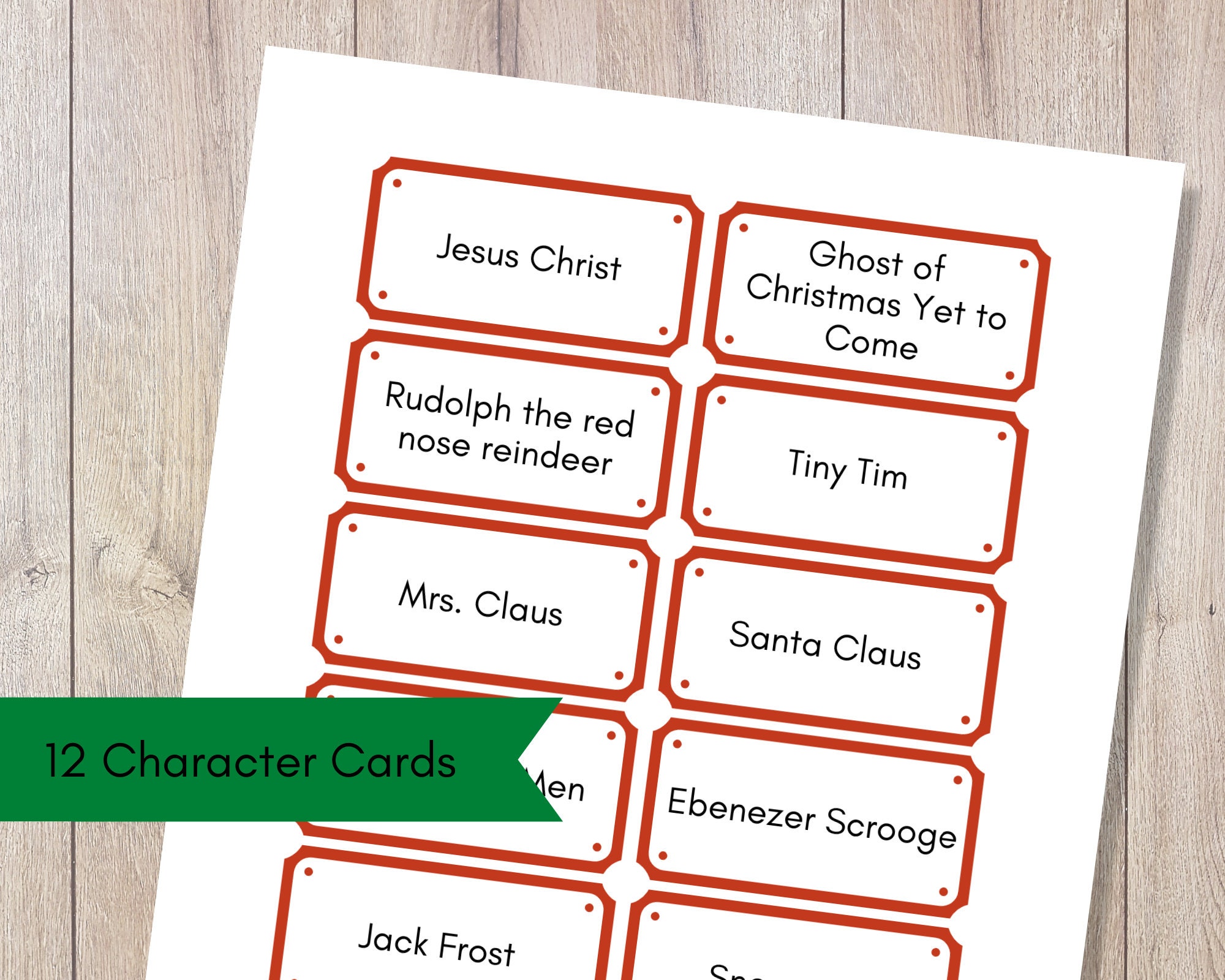 Christmas Charades, 48 Christmas Themed Charades Cards, Family Friendly