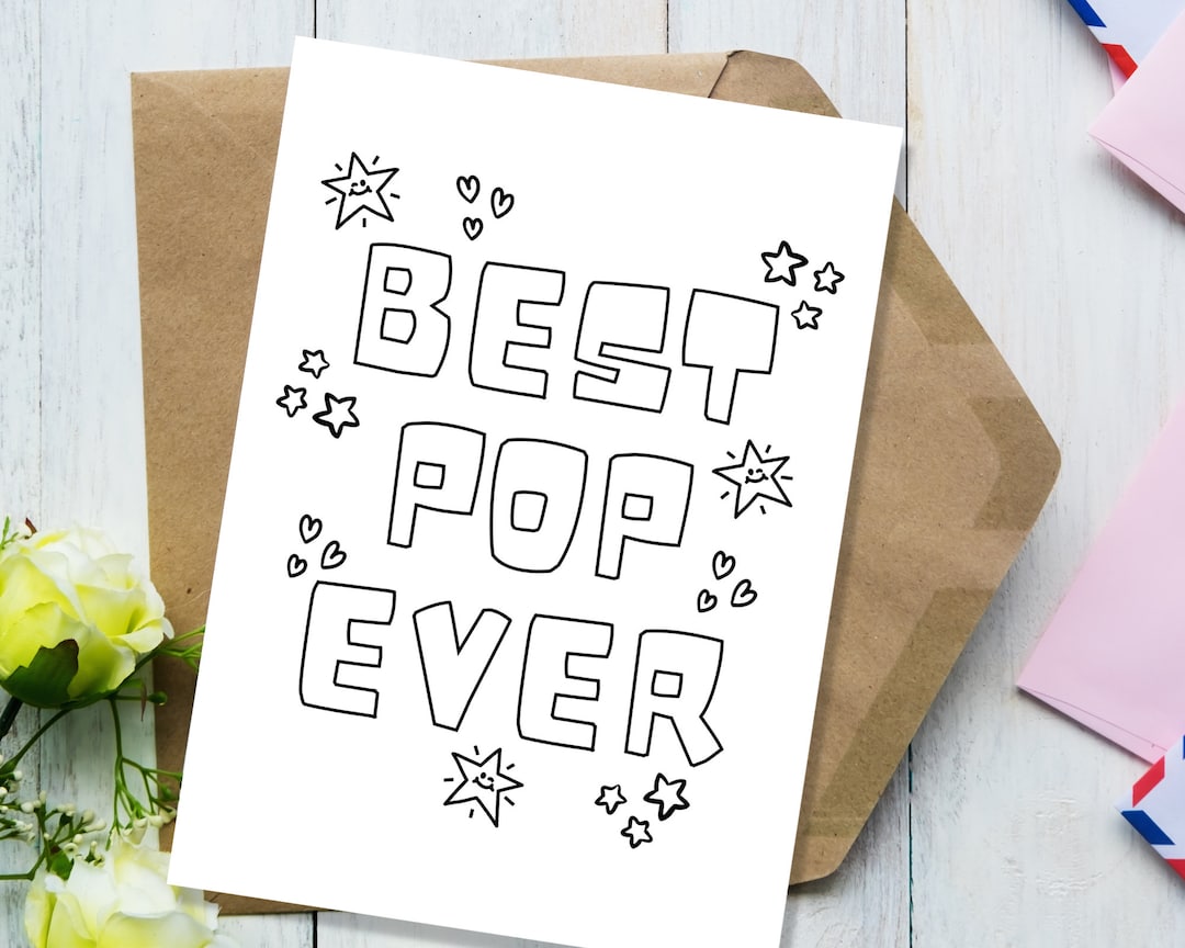 Father's Day Printable Card, Best Pop Ever, Print &amp; Color, Gift From ...