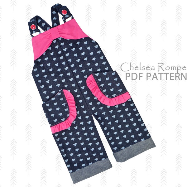 Romper patroon, sunsuit patroon, baby naaipatroon pdf, baby meisjes naaipatroon, peuter patroon, baby pasgeboren patroon overall CHELSEA