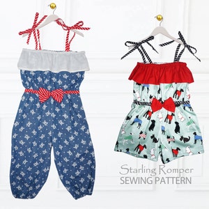 Romper Pattern, Girls Romper Pattern, Girls Sewing Pattern PDF, Romper Sewing Pattern, Childrens sewing pattern, Shorts Pattern, STARLING