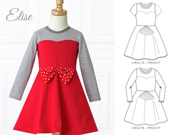 Tween Girls Dress pattern PDF, Teenage Dress Pattern, Stretch Pattern, Girls Sewing Pattern, Teen Dress Pattern, ELISE tween