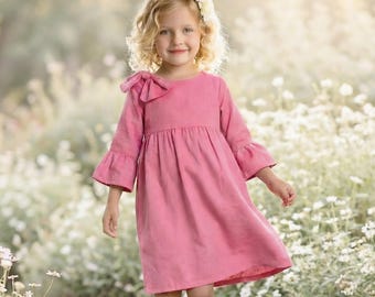 Girls Dress Pattern PDF | Kids Sewing Pattern for Tunic & Dress with Oversized Bow | Sizes 2-10 | Easy Download for Girls Clothing