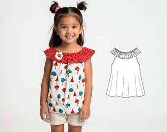 Girls Sewing Patterns PDF - Easy Peasant Top Pattern | Girls Top Patterns ROSEMARY Design