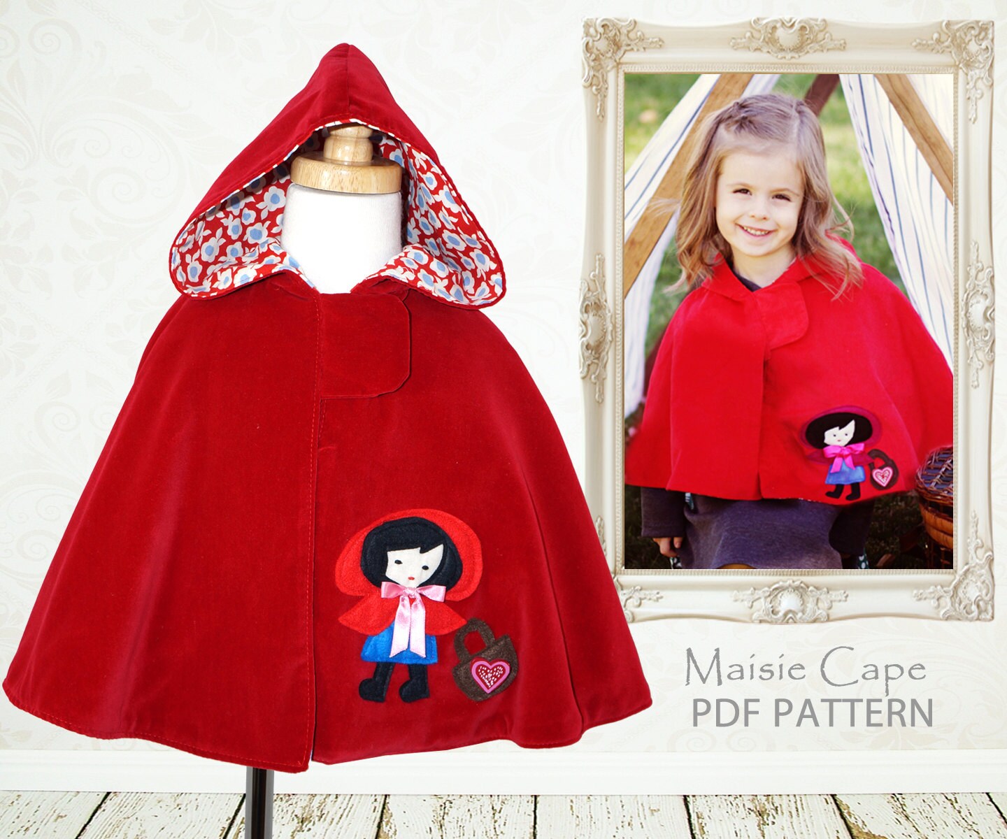 Cape pattern PDF childrens sewing pattern girls cape