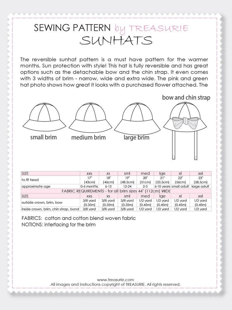 Patrón de costura de sombrero, Patrón de costura para niñas en PDF, Patrón de costura para niños, Patrón de sombrero para niñas, Patrón de sombrero para bebé, Patrón de sombrero para mujer, SOMBRERO PARA EL SOL imagen 9