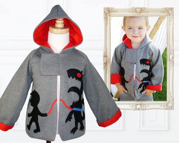 Boys Patterns, Boys Sewing Pattern pdf, Jacket Patterns, Coat Patterns, Jacket Sewing Patterns, Childrens Pattern, MONSTER HOODIE