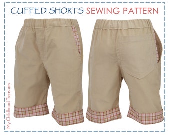 boys sewing pattern pdf, Boys SHORTS sewing pattern pdf, unisex shorts pattern, cargo pants pattern, boys bermuda shorts, CUFF SHORTS