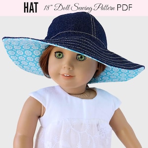 Doll Hat pattern,  18 inch doll patterns, 18 inch doll clothes patterns, Doll Sewing Pattern, Doll Patterns, Sewing doll clothes, DOLL HAT