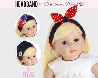 18 inch doll pattern, 18 inch doll clothes patterns, Doll Sewing Pattern, Doll Patterns, Sewing doll clothes, DOLL HEADBAND