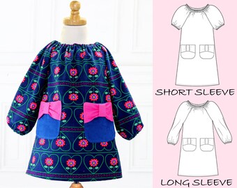 Girls Peasant Dress Pattern, Girls Dress Pattern, Little Girls Dress Pattern, Toddler, Frock Patterns for Girl, PDF Sewing Pattern, POPPY