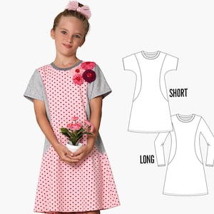 Girls Dress patterns PDF, Tshirt Dress Pattern, Sewing Pattern pdf, Knit Fabric Pattern, Little Girls Dress Patterns PDF, AMY (D113-L)