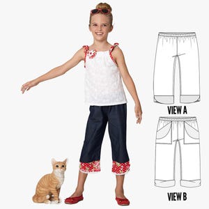 Girls Pants Pattern pdf, Pants Sewing Pattern, Capri Pattern, Girls Trouser Pattern, Girls Shorts Pattern, 3/4 Pants Pattern, RUBY CAPRI