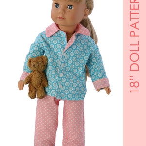 18 inch doll clothes patterns, Doll Pajama Pattern, Doll Patterns, Doll clothes patterns, 18 inch doll pattern, DOLL PAJAMAS image 2