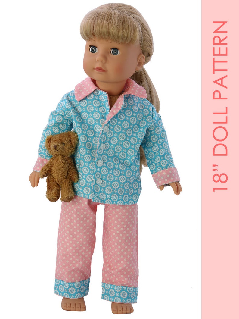 18 inch doll clothes patterns, Doll Pajama Pattern, Doll Patterns, Doll clothes patterns, 18 inch doll pattern, DOLL PAJAMAS image 2