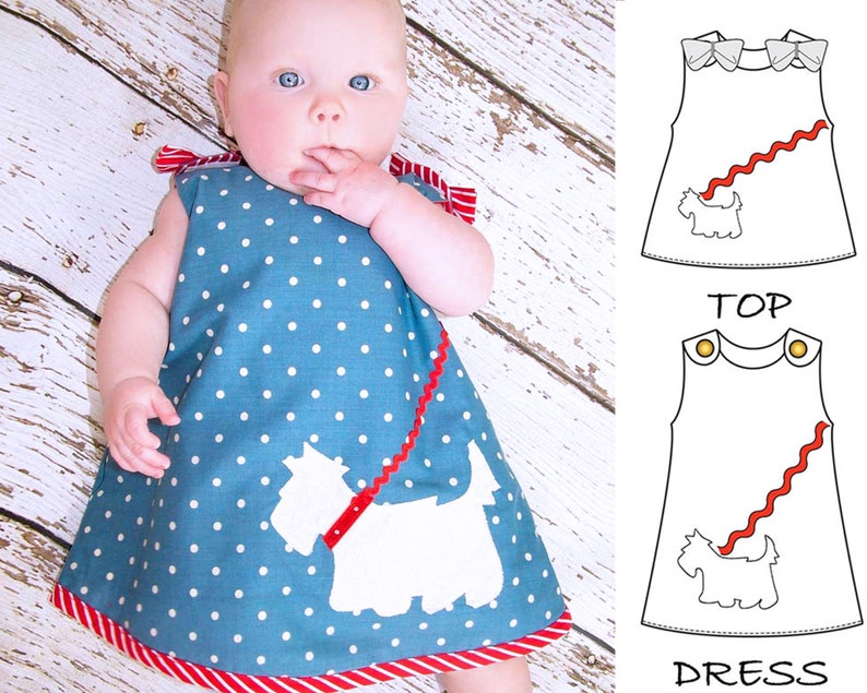 Baby Dress Pattern pdf pattern, Baby Sewing Pattern, Childrens Sewing Pattern, Baby Girls Dress Pattern, Toddler Dress Pattern, SCOTTIE image 3
