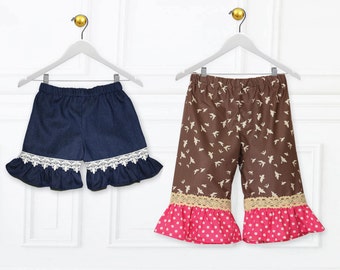 BABY pants pattern, baby shorts pattern, baby sewing pattern, pdf pattern, pants sewing pattern, girls pants, ruffle pants pattern, KACI