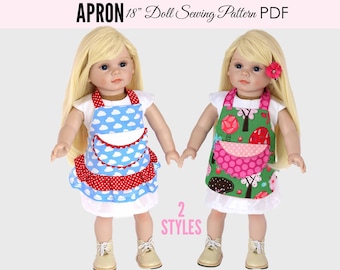 Doll Clothes Pattern 18 inch Doll Pattern for Clothes 18" Dolls Clothing Sewing Pattern | DOLL APRON