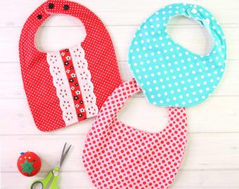 Bib Sewing Pattern for Baby Infant or Toddler PDF, Bonus Burp Cloth | BIB SET 2