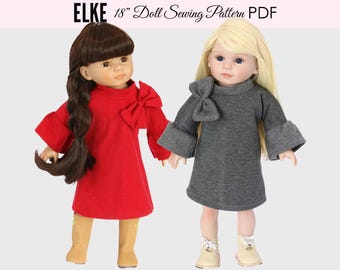 Doll dress pattern, Doll clothes patterns, Doll clothing patterns, Doll Patterns, 18 inch Doll Pattern, DOLL ELKE