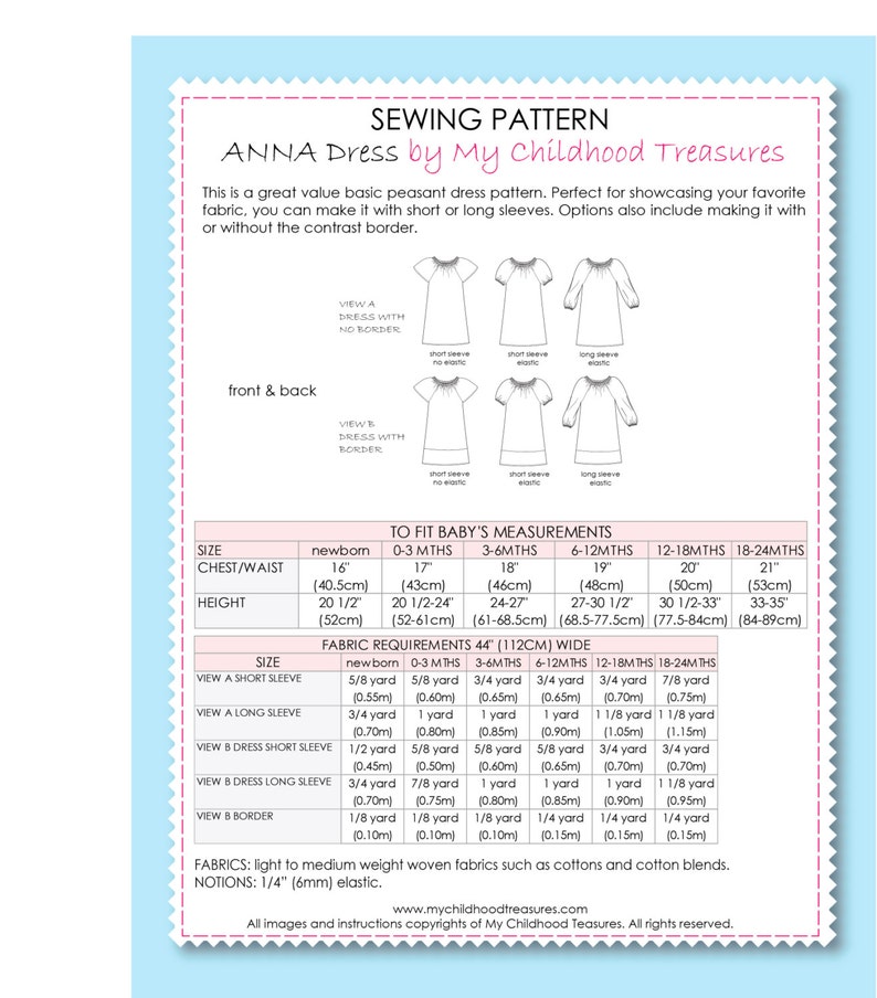 EASY baby dress pattern pdf, baby sewing pattern, baby peasant dress pattern pdf, baby dress sewing pattern, toddler pattern, ANNA baby image 5