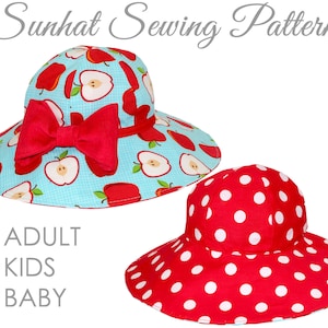 Hat sewing pattern, girls sewing pattern pdf, childrens sewing pattern, girls hat pattern, baby hat pattern, womens hat pattern, SUNHAT image 1