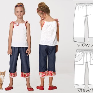 Girls Pants Pattern pdf, Pants Sewing Pattern, Capri Pattern, Girls Trouser Pattern, Girls Shorts Pattern, 3/4 Pants Pattern, RUBY CAPRI