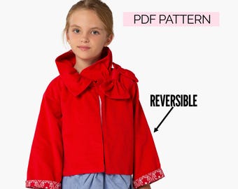 Girls Jacket Sewing Pattern PDF - Ruffle Jacket Coat Pattern for Childrens Sewing, DIY Jacket Patterns