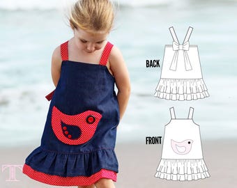 Girls dress patterns PDF, Childrens sewing pattern pdf, kids patterns, girls sewing pattern pdf, sewing pattern for girls, ROBIN DRESS