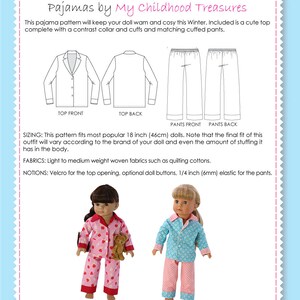 18 inch doll clothes patterns, Doll Pajama Pattern, Doll Patterns, Doll clothes patterns, 18 inch doll pattern, DOLL PAJAMAS image 5