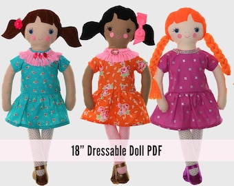 Doll Sewing Pattern Rag Doll Pattern Doll Patterns Toy Patterns 18 inch Girl Doll Pattern Softie Patterns Cloth Doll Pattern | MILLY