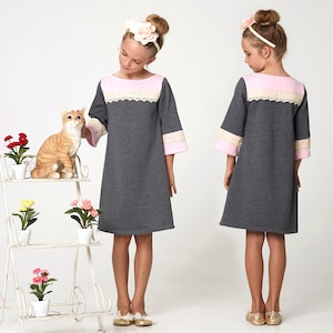Girls Dress patterns PDF, Knit Fabric Dress Pattern, Kids sewing pattern, stretch sewing pattern, girls sewing pattern PDF, CHARLOTTE