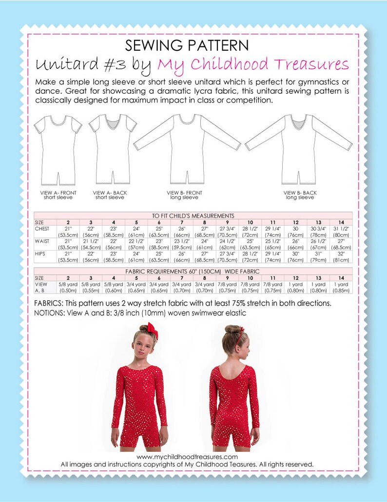 Gymnastics Leotard Pattern Dance Sewing Pattern Unitard - Etsy