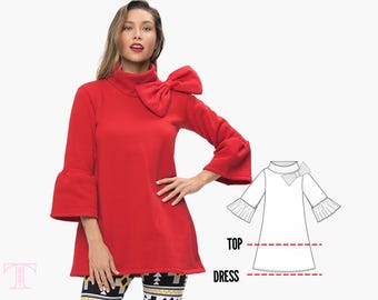 WOMENS Dress Pattern pdf, Dress Pattern, Womens Sewing Pattern pdf, Ladies Pattern, Tunic Pattern, Tunic Pattern, ELKE WOMENS (W37-L)