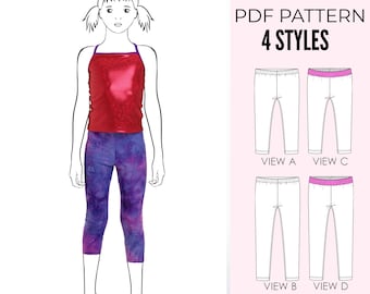 Girls Leggings pattern pdf, dance leggings pattern, sewing pattern pdf, girls pants pattern, leggings pattern, GIRLS DANCE LEGGINGS S505