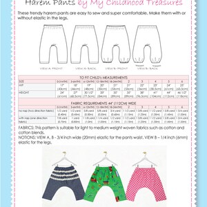 Harem Pants Pattern, Baby Sewing Pattern, Baby Harem Pants Pattern, PDF ...