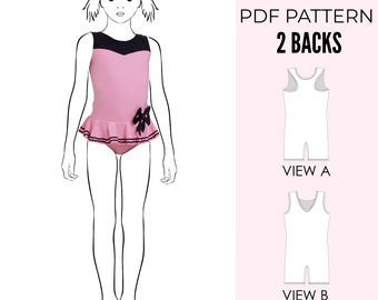 Girls Swimwear Pattern, Girls Leotard Pattern PDF, Gymnastics leotard pattern, Leotard Sewing Pattern LEOTARD #9