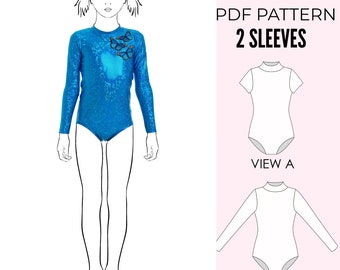 Girls leotard pattern PDF, ballet leotard pattern, gymnastics leotard pattern, high neck leotard pattern, dance sewing pattern LEOTARD #14