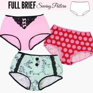 Underwear Sewing Pattern Pdf, Women Ladies, High Waisted, Lingerie Panties Underpants Underwear Briefs, FULL (U304-L)