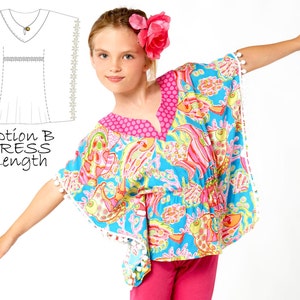 Girls Top Pattern PDF, Girls Dress Pattern pdf, Kaftan Pattern, Coverup Pattern, Childrens Sewing Pattern, Girls Sewing Pattern pdf, KAFTAN