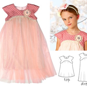 Girls Dress Pattern PDF, Flower Girl Dress Pattern, Childrens Sewing Pattern, Girls Sewing Pattern pdf, Tutu Dress Pattern, JASMINE