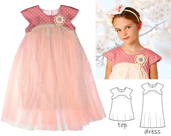 Girls Dress Pattern PDF, Flower Girl Dress Pattern, Childrens Sewing Pattern, Girls Sewing Pattern pdf, Tutu Dress Pattern, JASMINE