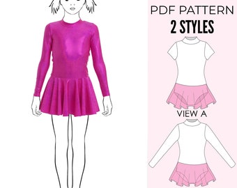 Girls leotard pattern PDF, ballet leotard pattern, gymnastics leotard pattern, high neck leotard pattern, dance sewing pattern LEOTARD #15