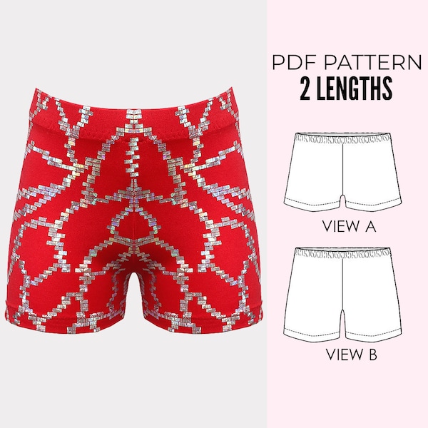 Dance shorts pattern, girls leotard pattern pdf, gymnastics shorts pattern, cheer shorts pattern, bike shorts pattern pdf, GYM SHORTS #1